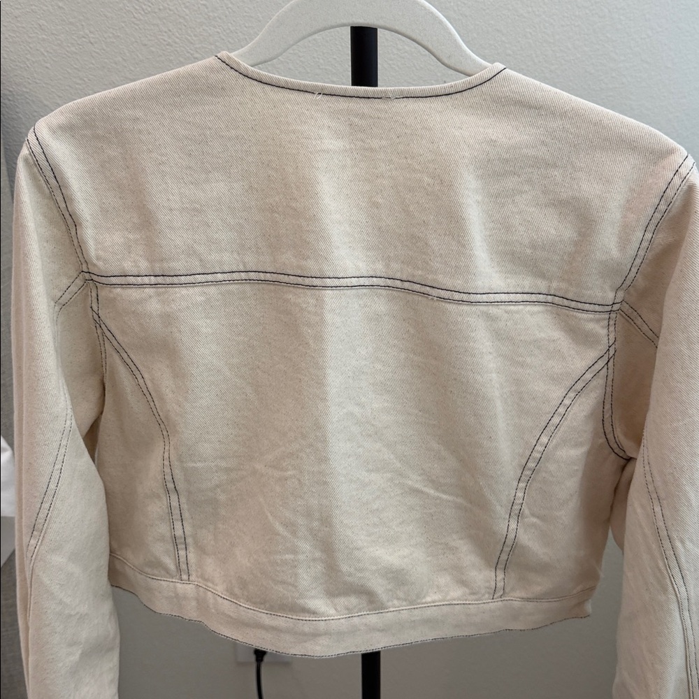 FAITH NAOMI Whitney Cropped Jacket Cream Silver Buttons Medium SOLD OUT NEW - Picture 7 of 11